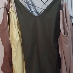 LOT 6 Gaze Cami Slip Tank Top Blouse Sz Small Black, Yellow, Olive, Beige, Tan
